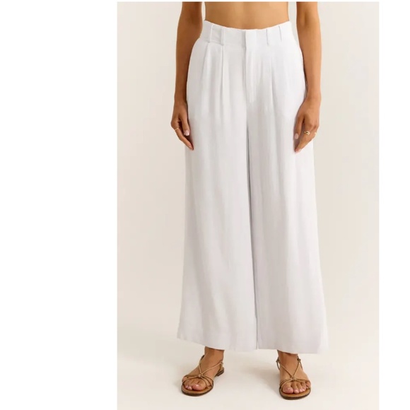 Z Supply Farah Pant White Lined Linen Wide Leg Pants Size Small - Picture 1 of 11